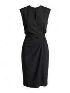 Ärmelloses Damen-Midikleid mit Keyhole-Ausschnitt und Raffungen