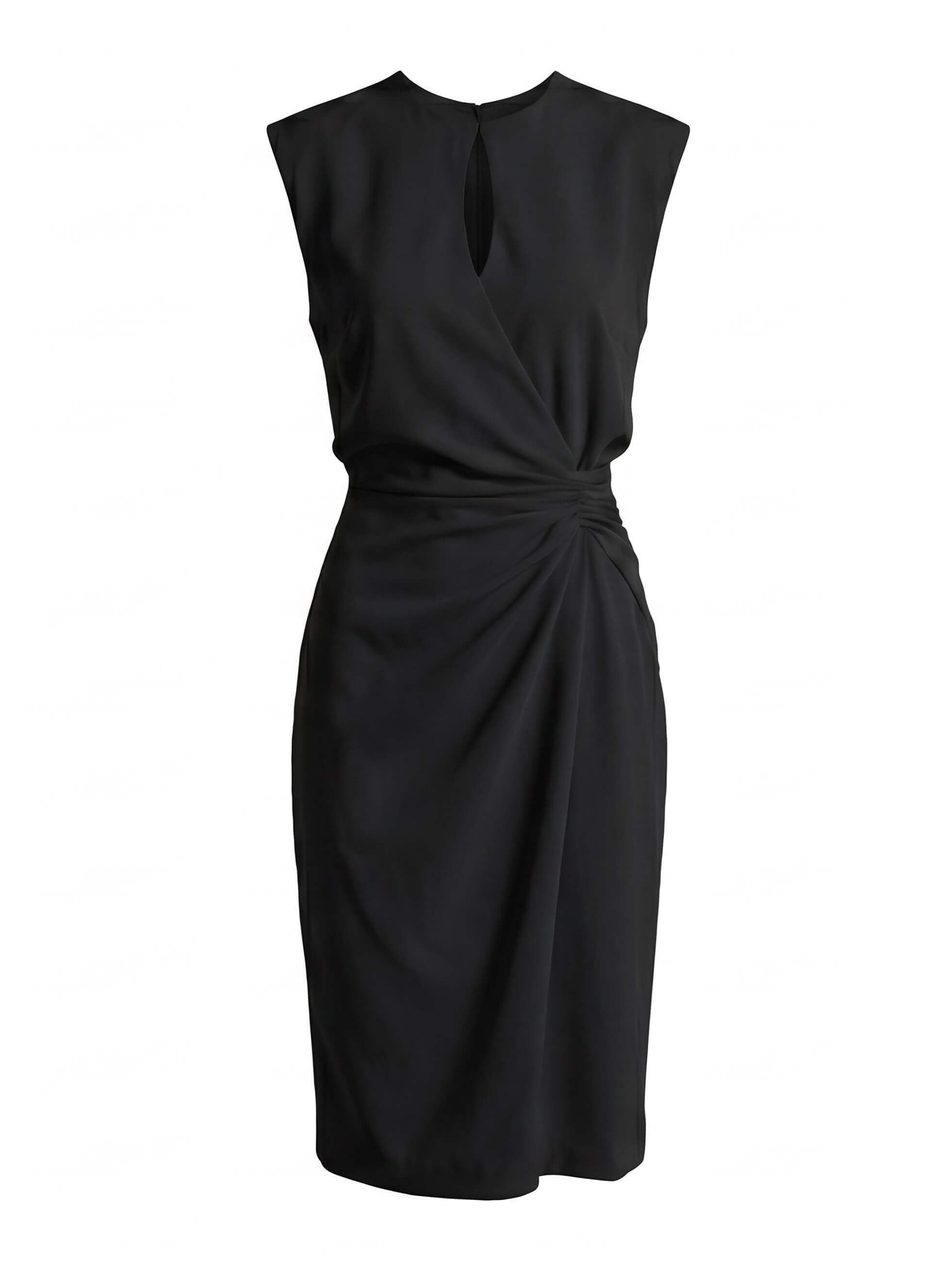 Ärmelloses Damen-Midikleid mit Keyhole-Ausschnitt und Raffungen