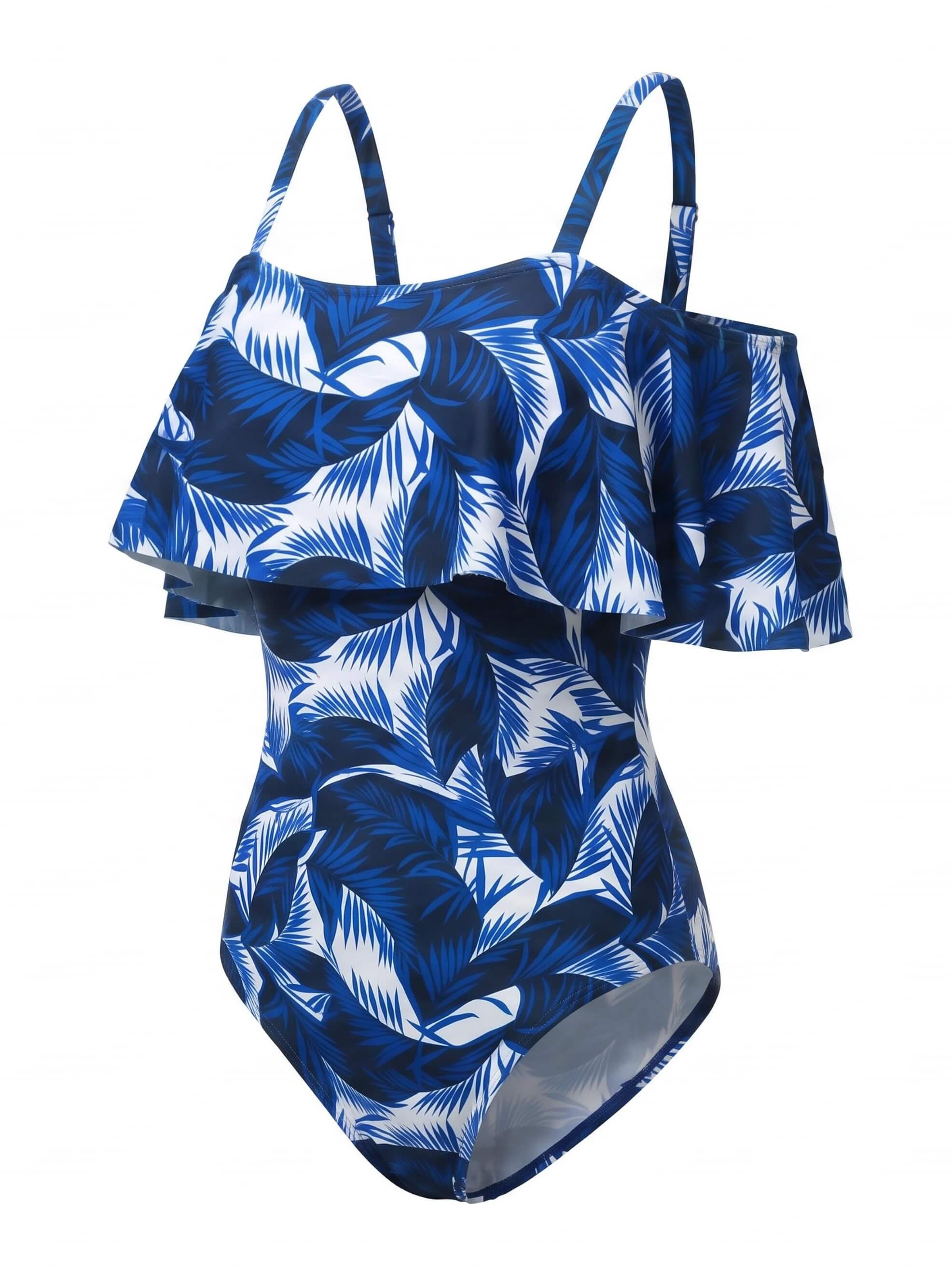 Damen-Badeanzug mit Off-Shoulder-Rüschen und Trägern