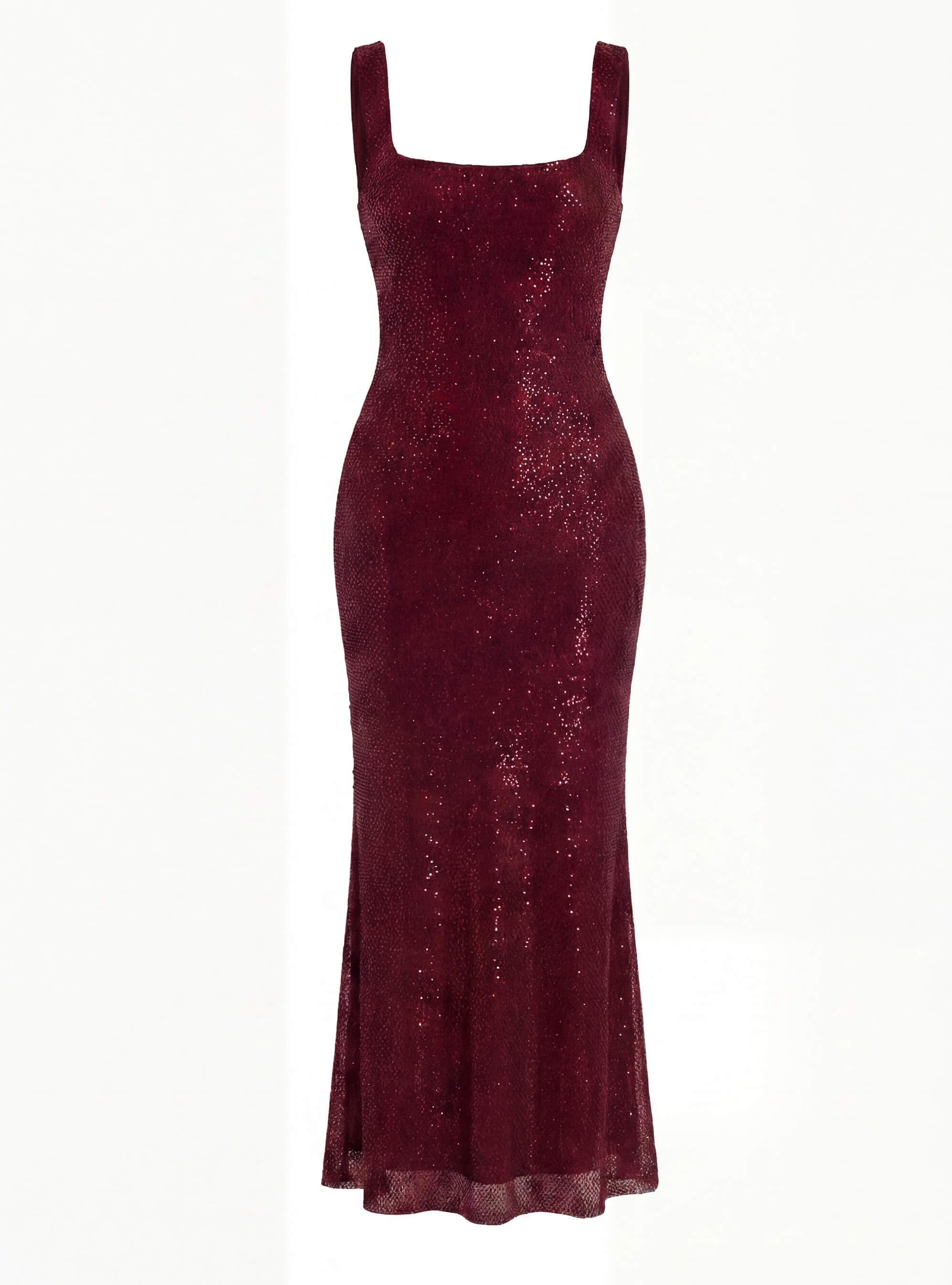 Damen Abendkleid mit Quadratischem Ausschnitt & Paillettenbesatz