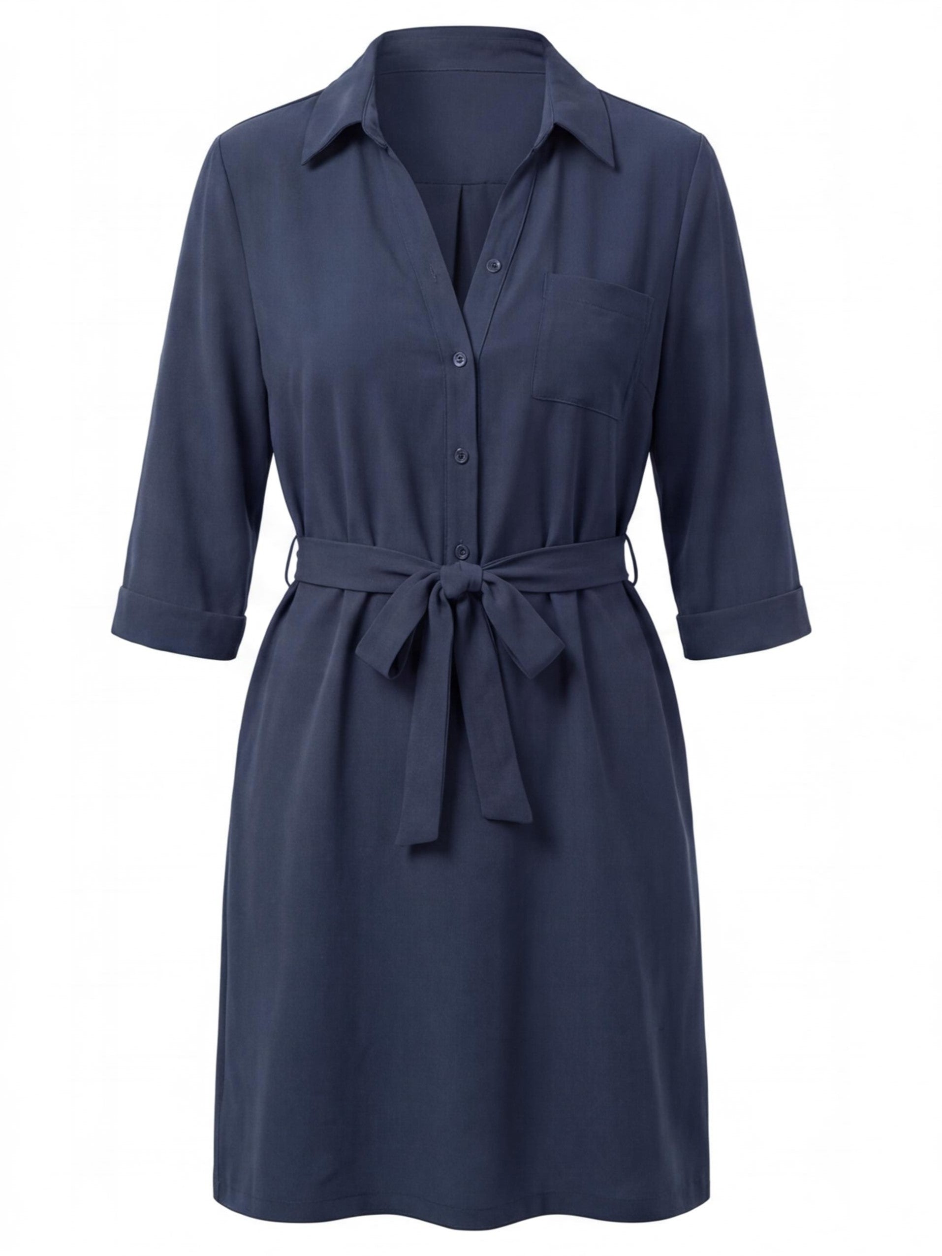 Damen Kleid – Lässiges Hemdblusenkleid für Tag und Abend