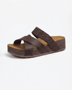 Damen Plateau Slides mit Geflochtenem Riemen