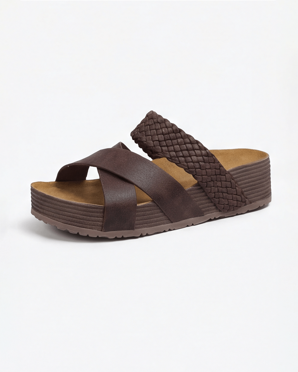 Damen Plateau Slides mit Geflochtenem Riemen