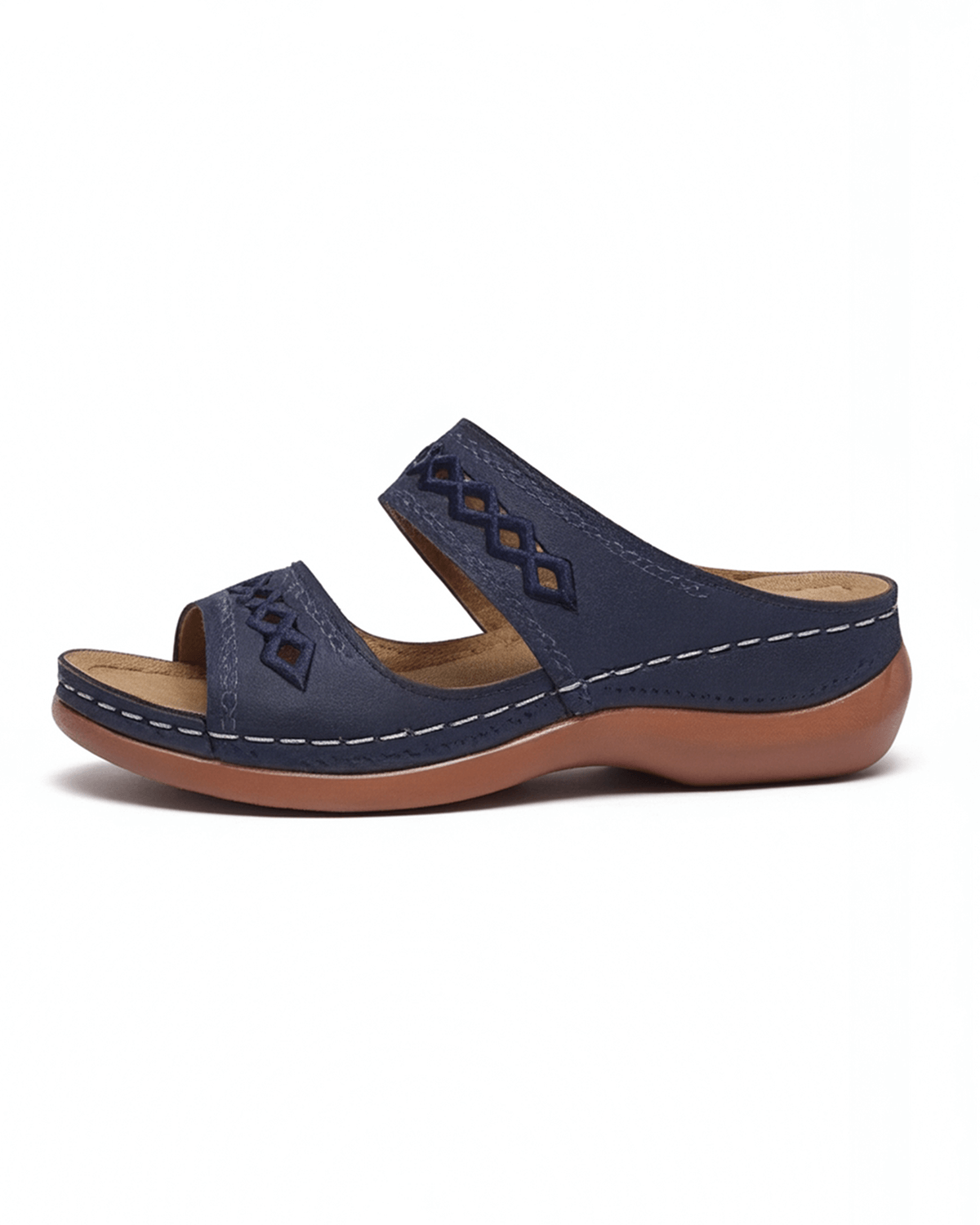 Damen Mule-Sandalen flach mit Cutout-Doppelriemen