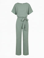 Damen-Jumpsuit mit Bindegürtel – Weites Bein & Elegante Silhouette