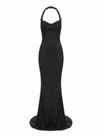 Damen-Maxikleid mit Carmen-Ausschnitt und figurbetonter Silhouette