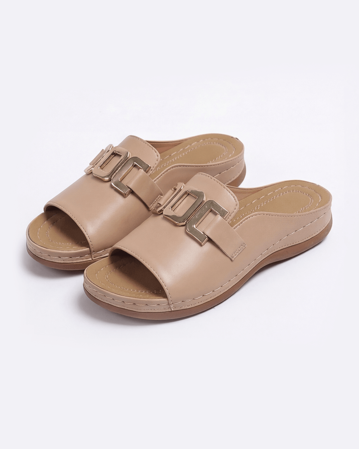 Damen Slides mit Goldketten-Detail