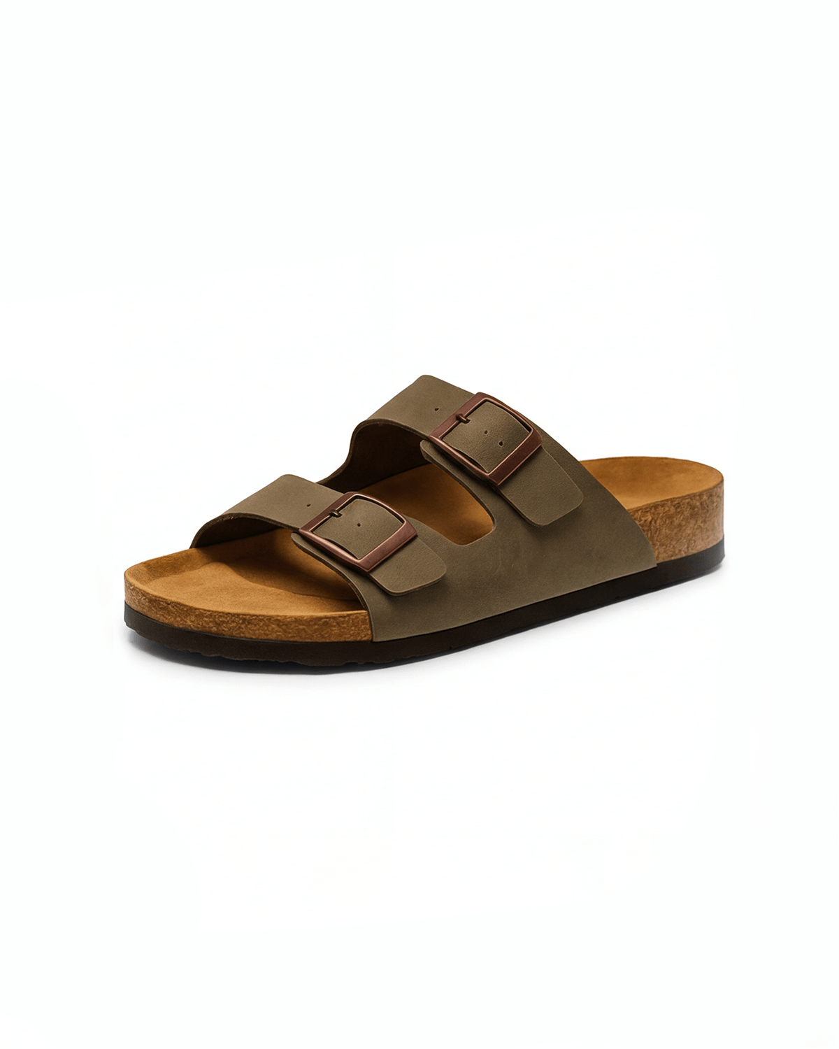 Damen Slide-Sandalen – Doppel-Schnallen mit Fußbett