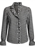 Damen Karierte Bluse mit Rüschendetails