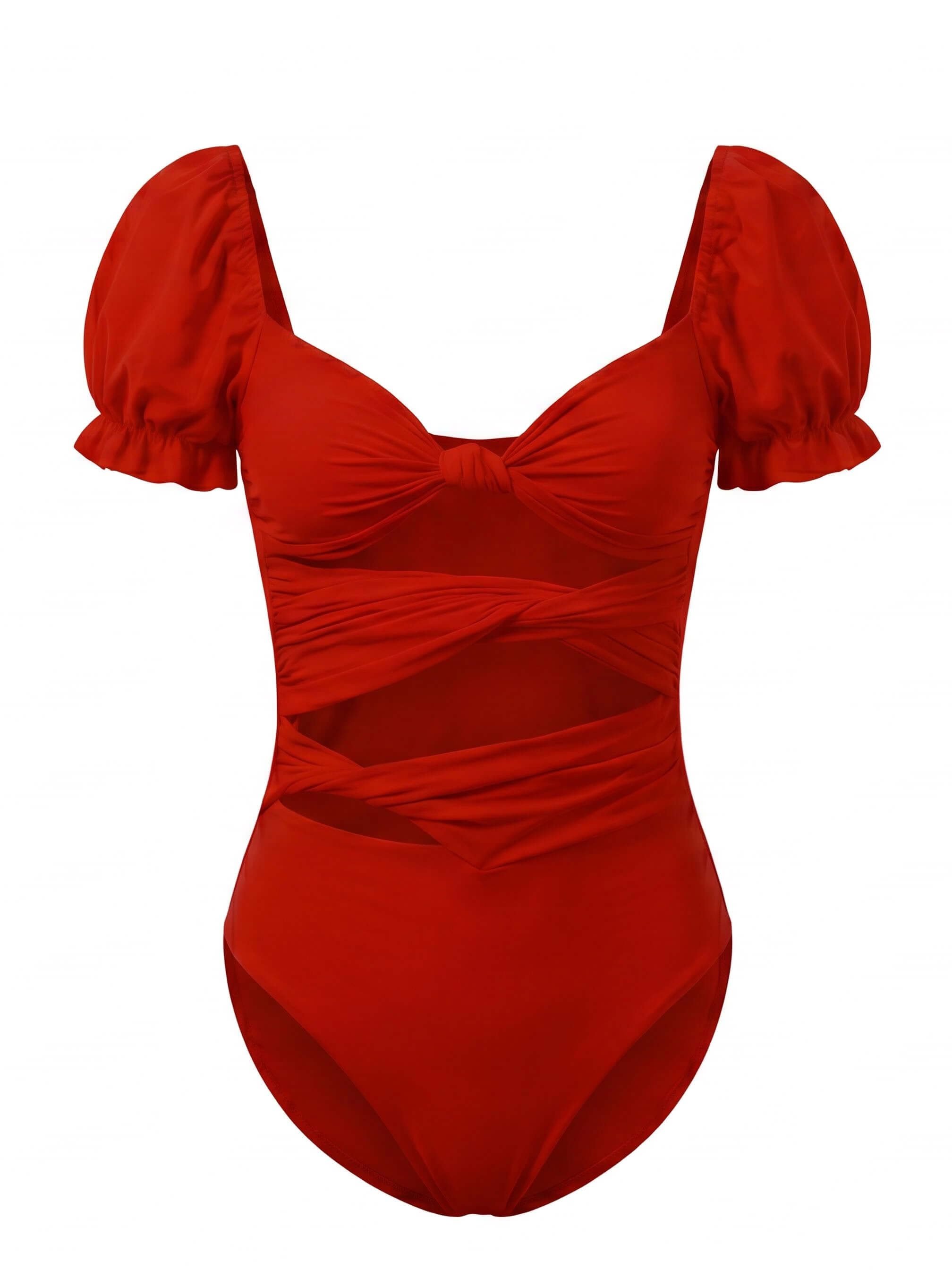 Damen-Badeanzug mit Puffärmeln und Cut-out-Detail