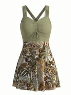 Damen-Badeanzug mit Paisley-Muster und Rockteil