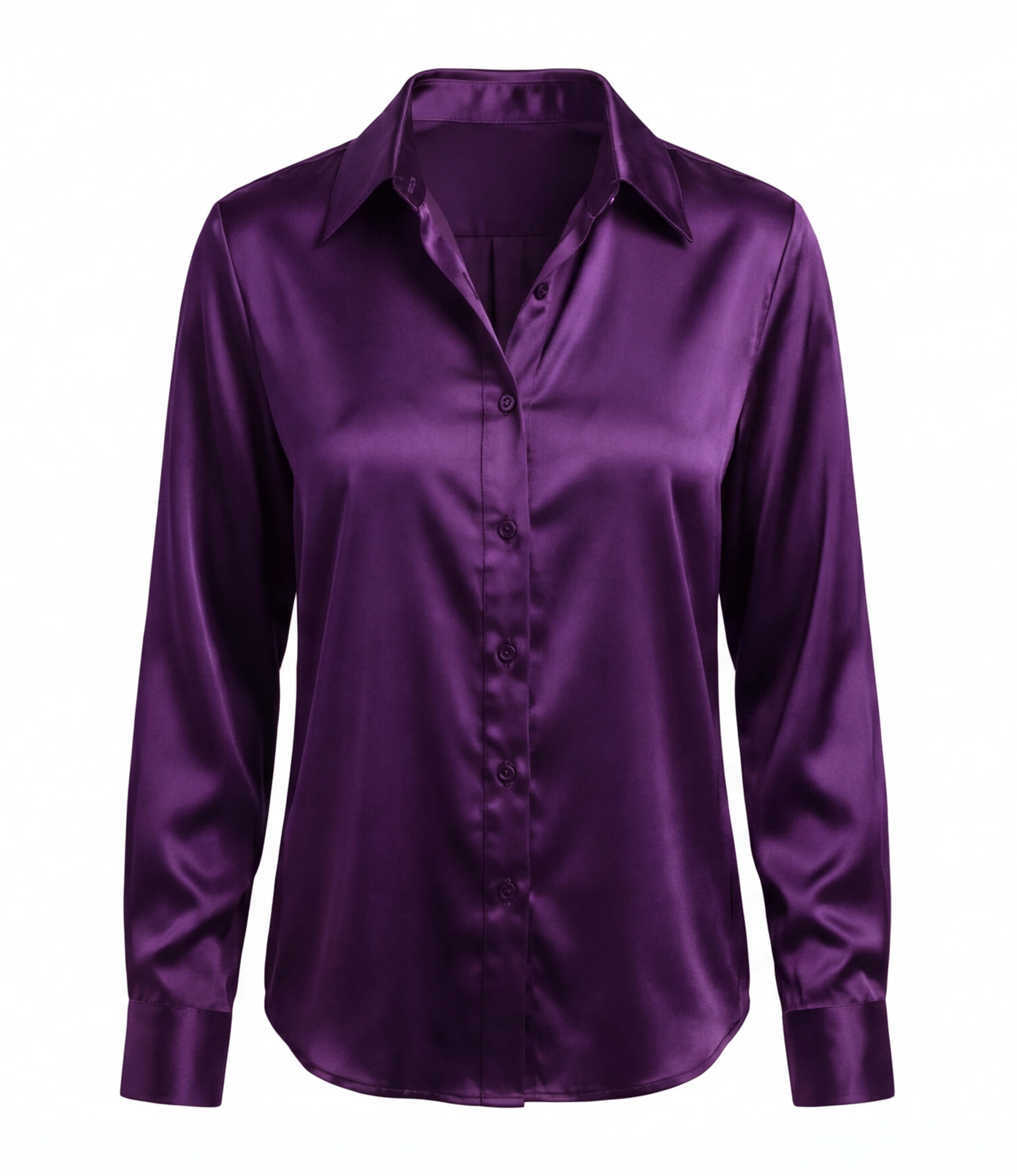 Satinbluse mit Knopfleiste und Reverskragen
