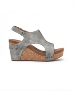 Damen Keilsandalen in Korkoptik mit Slingback-Riemen