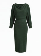 Midikleid mit Drapiertem Wasserfallausschnitt