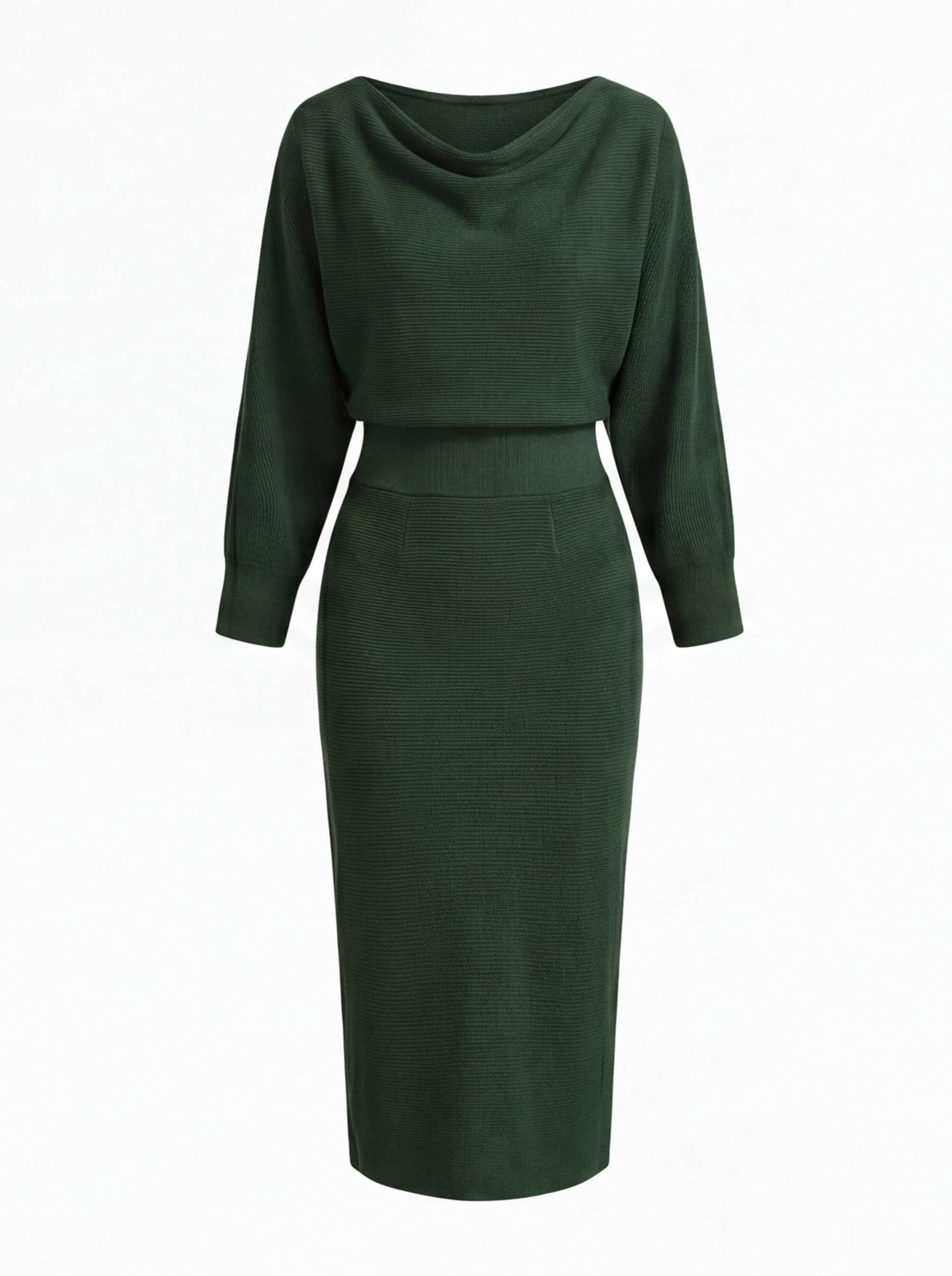 Midikleid mit Drapiertem Wasserfallausschnitt