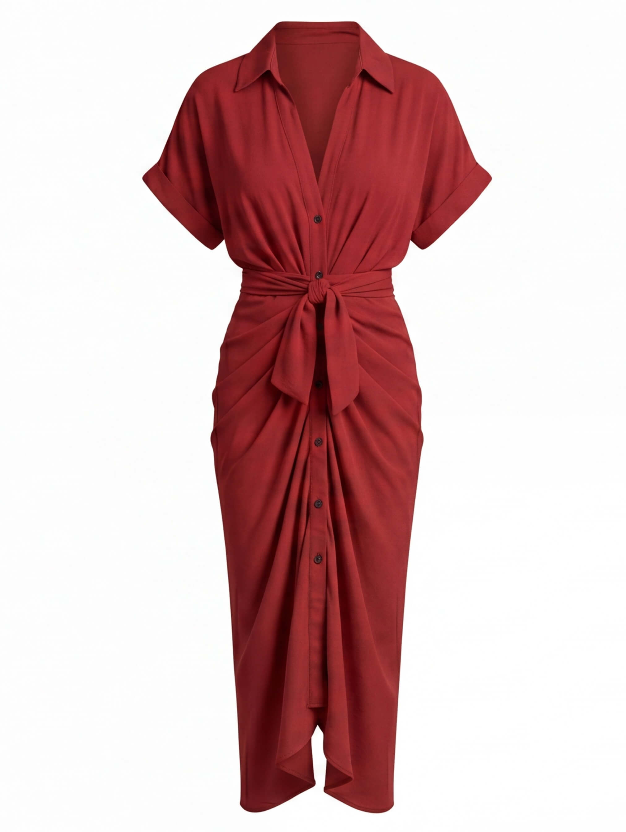 Vestido midi de verano para mujer con fruncido