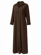 Damen-Maxi-Hemdkleid mit Kragen und Frontschlitz