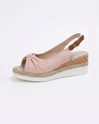 Damen Plateau-Keilsandalen – Slingback mit Knoten-Detail