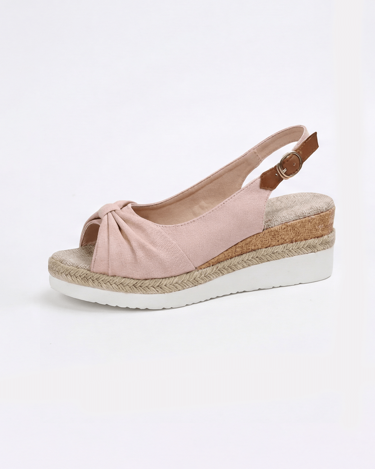 Damen Plateau-Keilsandalen – Slingback mit Knoten-Detail