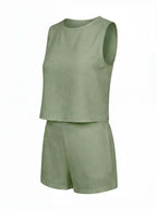 Damen Set – Ärmelloses Top & Shorts Zweiteiler
