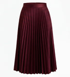 Plisseret satin midi-nederdel til damer