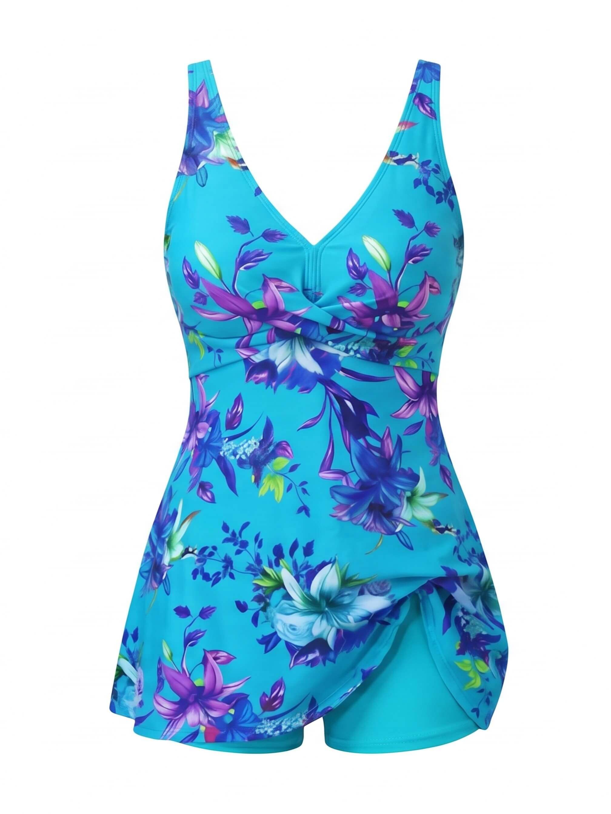 Damen-Badeanzug mit Blumenmuster und Volantdetail