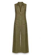 Ärmelloser Damen-Jumpsuit mit Kragen und weitem Bein