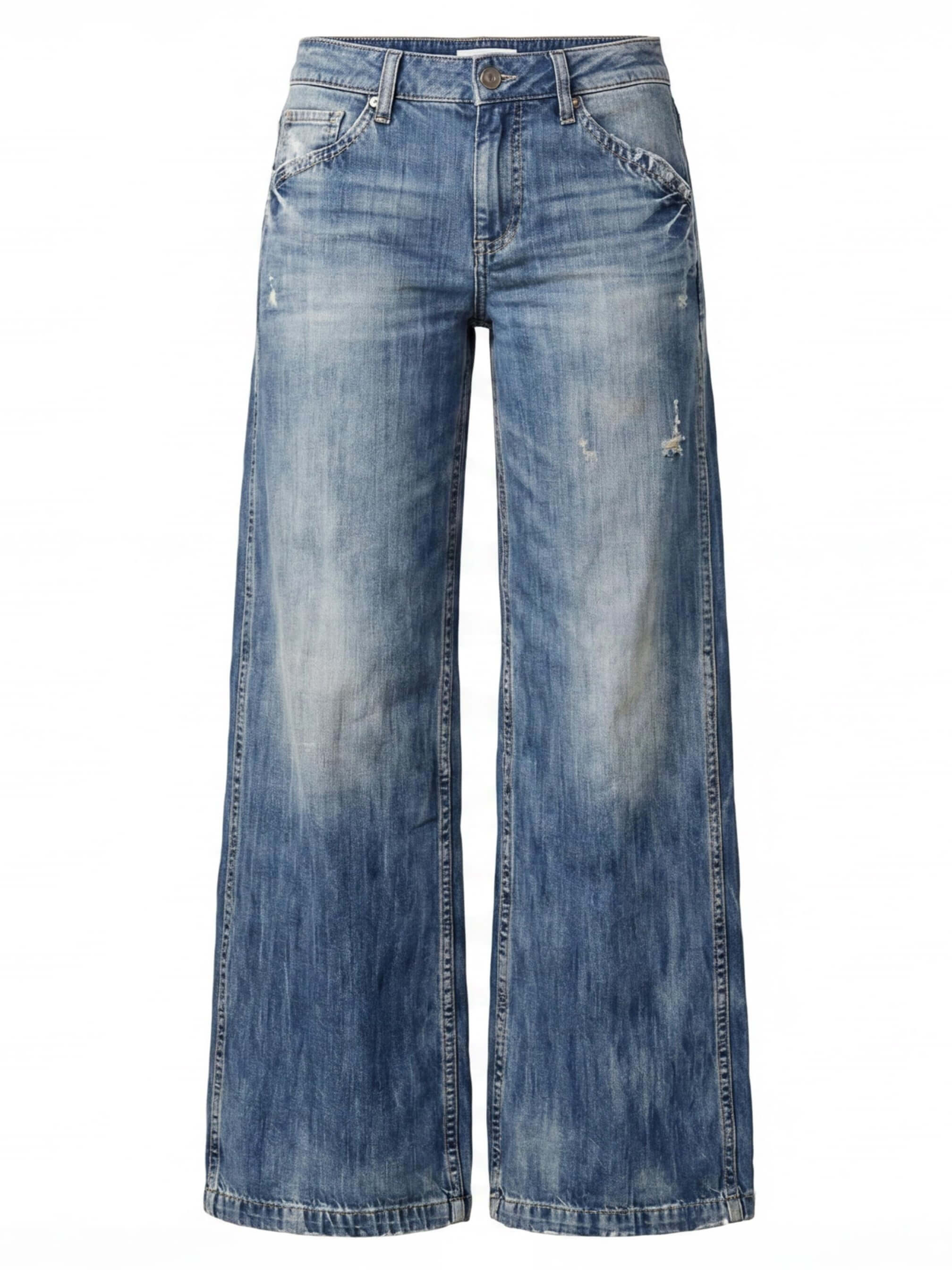 Damen Wide-Leg Jeans mit Distressed-Details