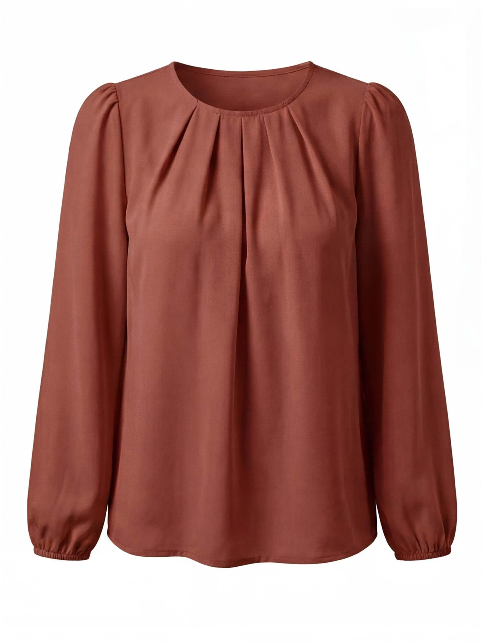 Damenbluse – Plissierte Bluse mit Puffärmeln