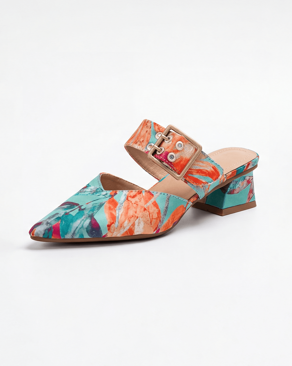 Salones slingback para mujer con tacón ancho: con correa y hebilla