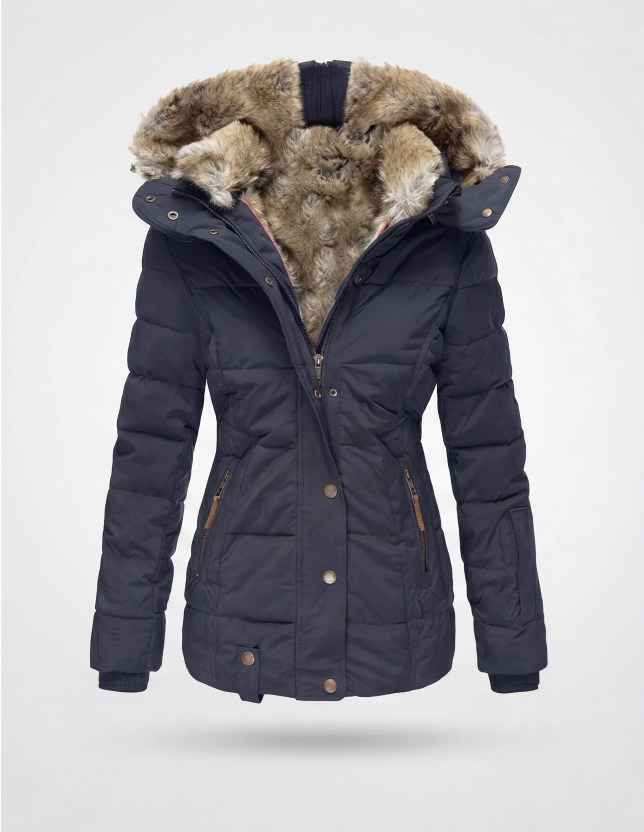 Damen Winterjacke – Gefüttert – Warme Parka mit Fellkapuze