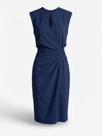 Ärmelloses Damen-Midikleid mit Keyhole-Ausschnitt und Raffungen