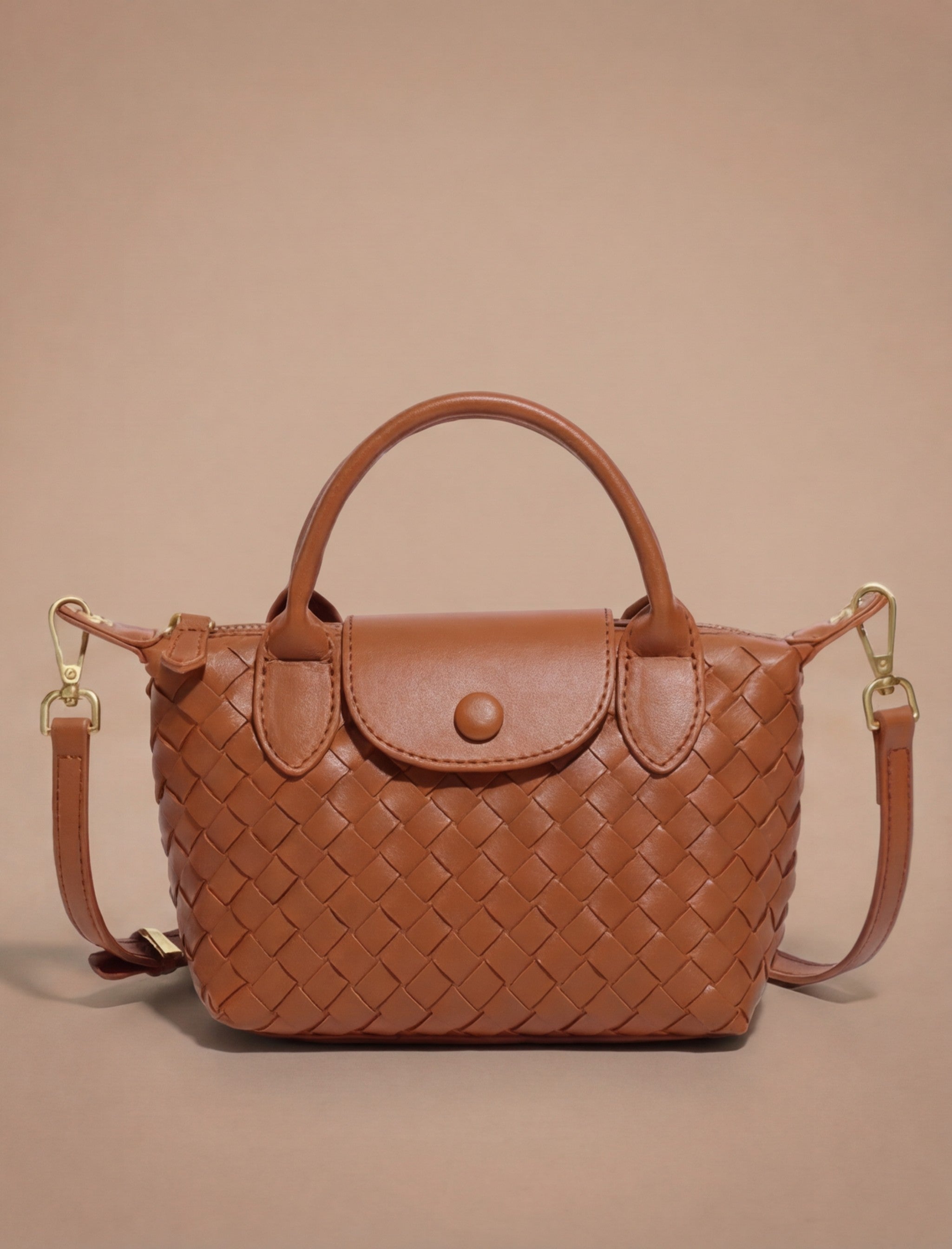 Damen Handtasche – Geflochtene Mini-Bag aus Kunstleder