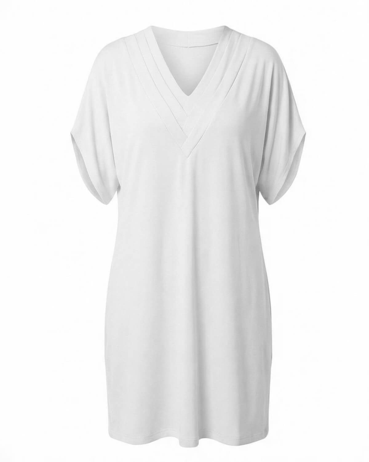 Elegantes Damenkleid mit V-Ausschnitt und kaschierender Passform