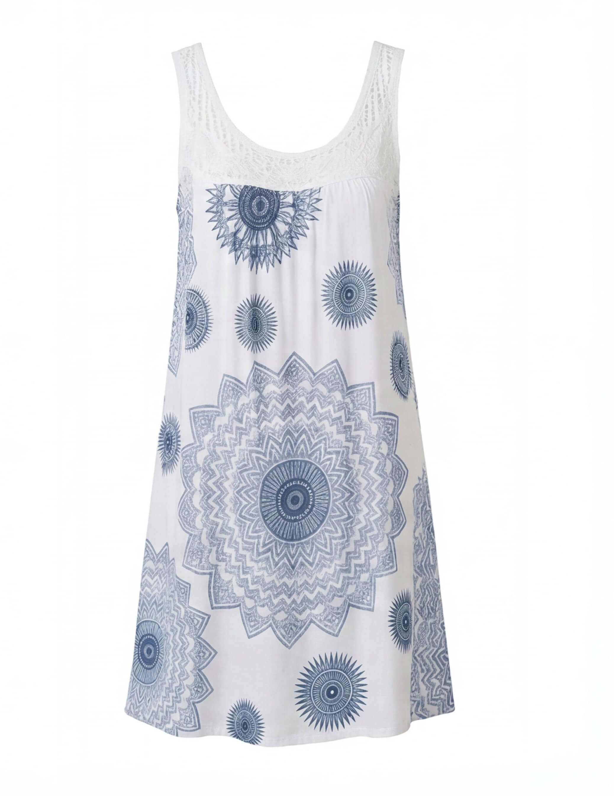 Damen Kleid – Ärmelloses Leichtes Sommerkleid mit Print