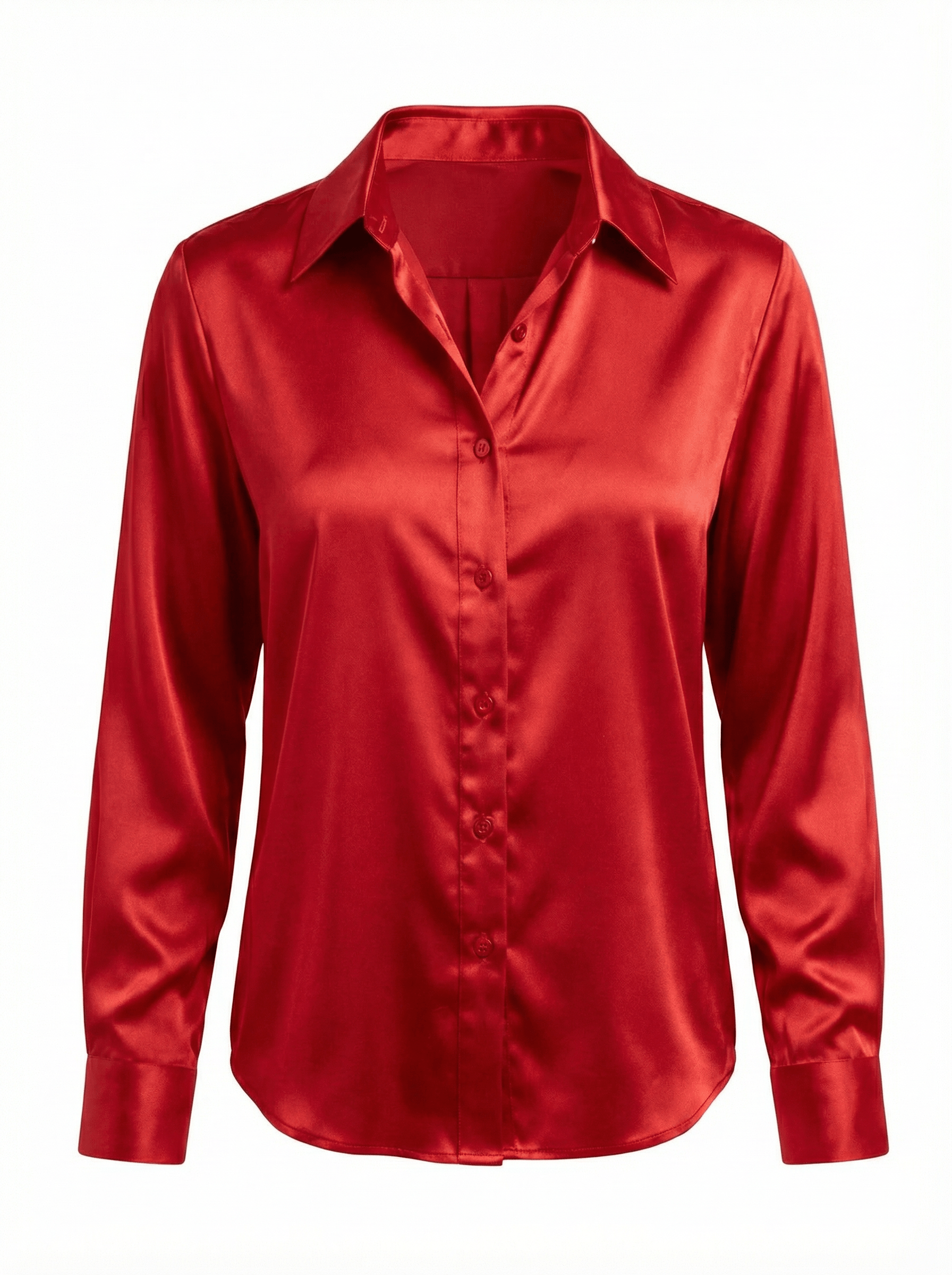 Satinbluse mit Knopfleiste und Reverskragen