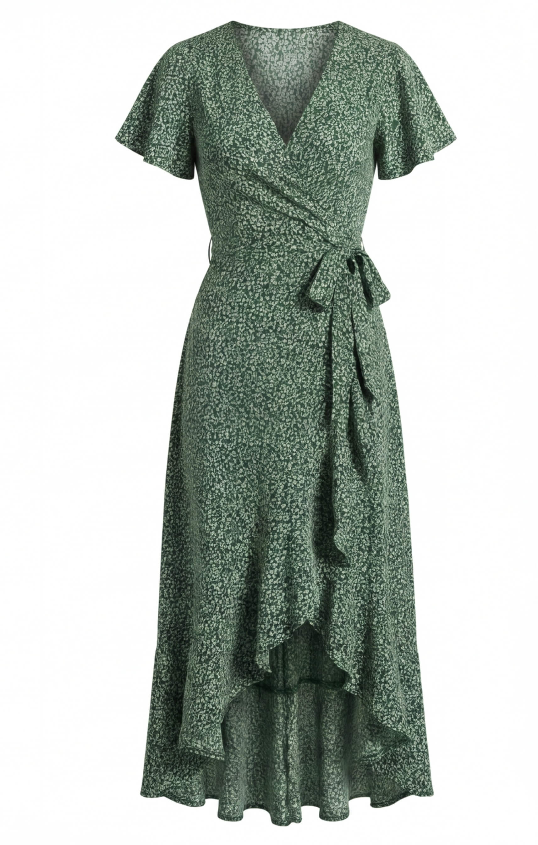 Damenkleid – Wickelkleid mit V-Ausschnitt und Asymmetrischem Sommerdesign