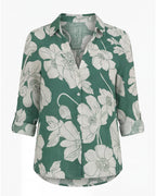 Damen Bluse mit Blumenmuster – Knopfleiste