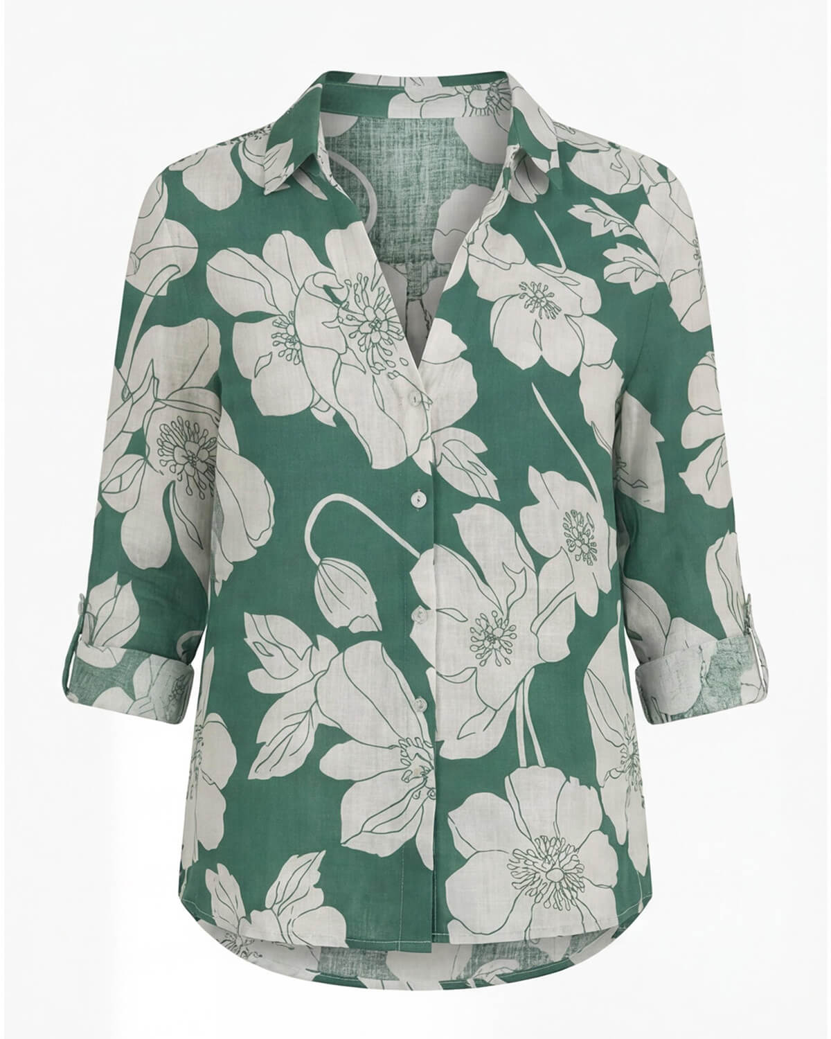 Damen Bluse mit Blumenmuster – Knopfleiste