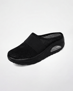 Damen Mule-Sneaker mit Stretchriemen – Slipper in Strickoptik