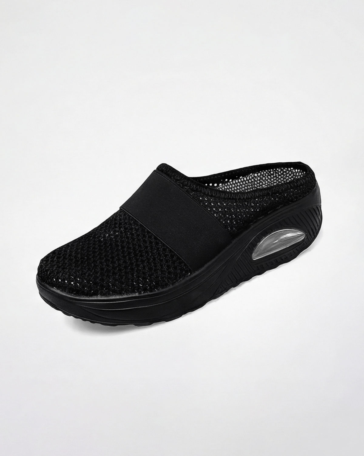 Damen Mule-Sneaker mit Stretchriemen – Slipper in Strickoptik