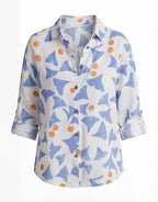 Damenbluse mit Blumenmuster und Knopfleiste