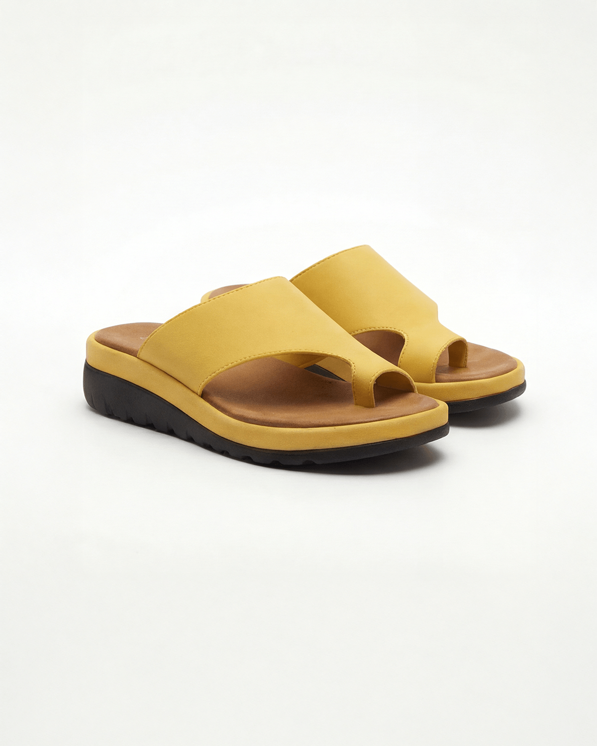 Damen Slide-Sandalen mit Zehenschlaufe – Plateausohle