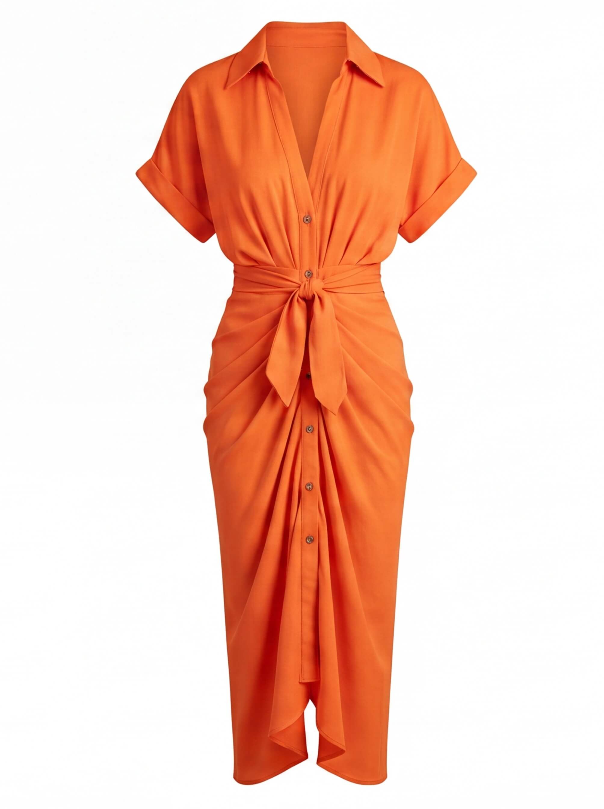 Vestido midi de verano para mujer con fruncido