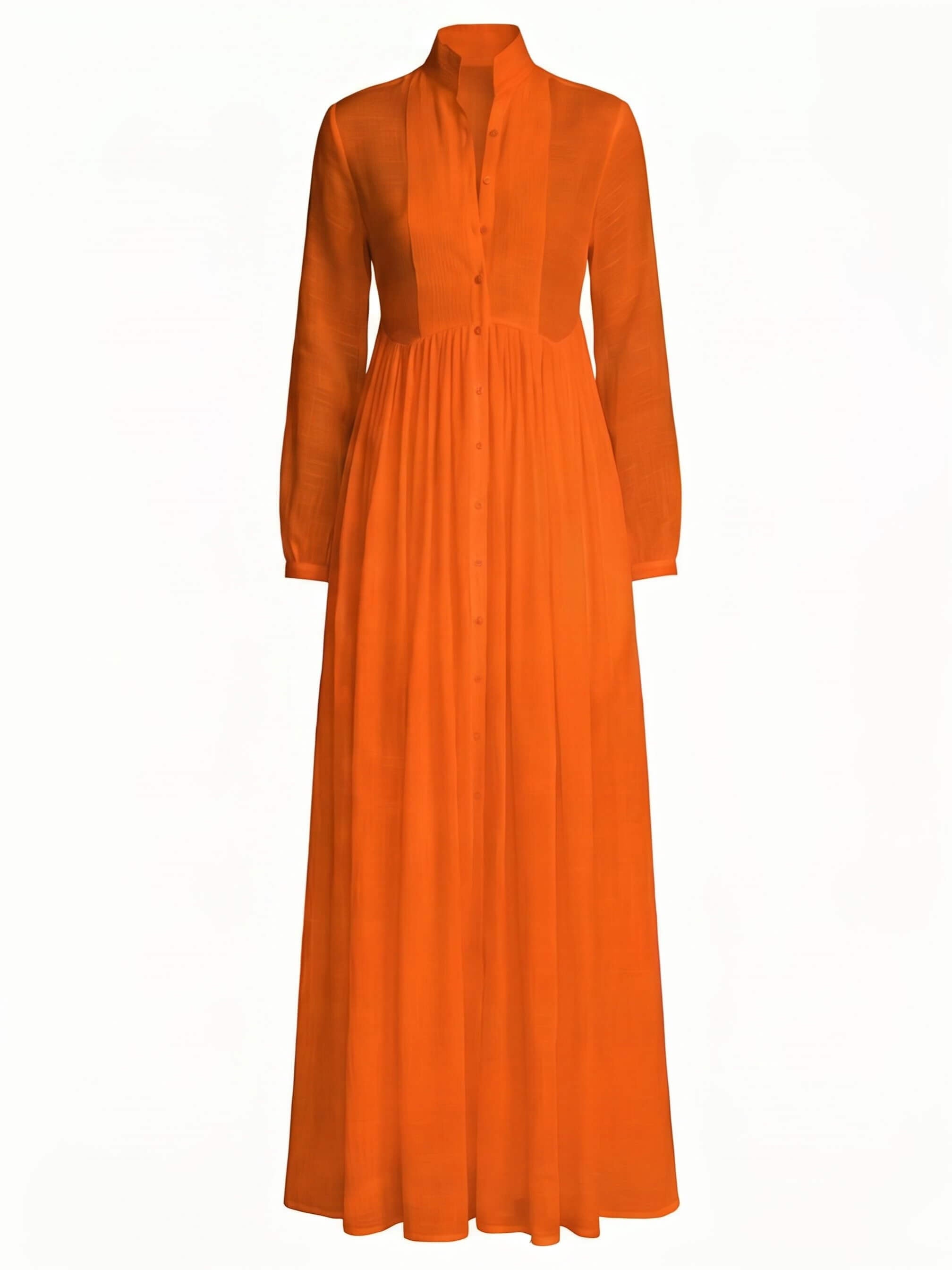 Damen-Maxi-Hemdkleid mit Knopfleiste und Falten