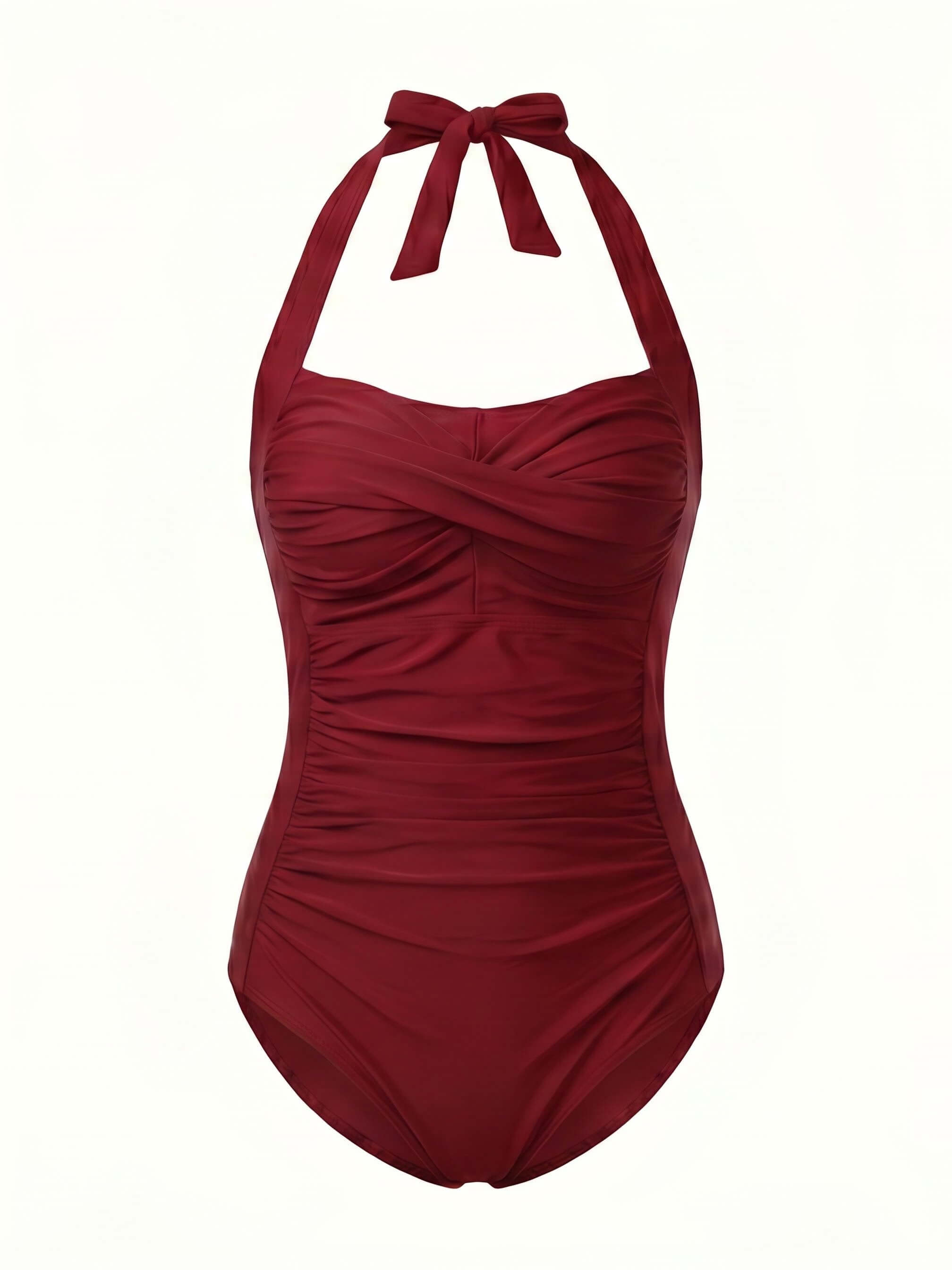 Damen-Badeanzug mit Neckholder-Ausschnitt und Raffung