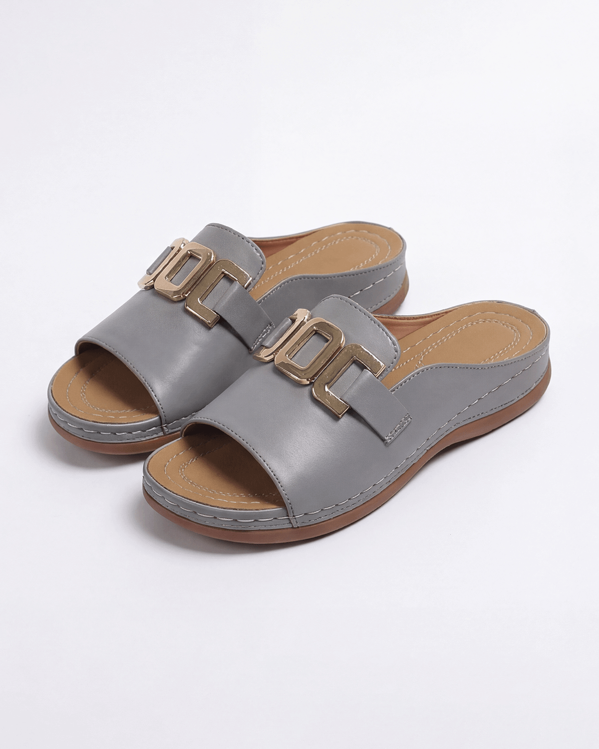 Damen Slides mit Goldketten-Detail