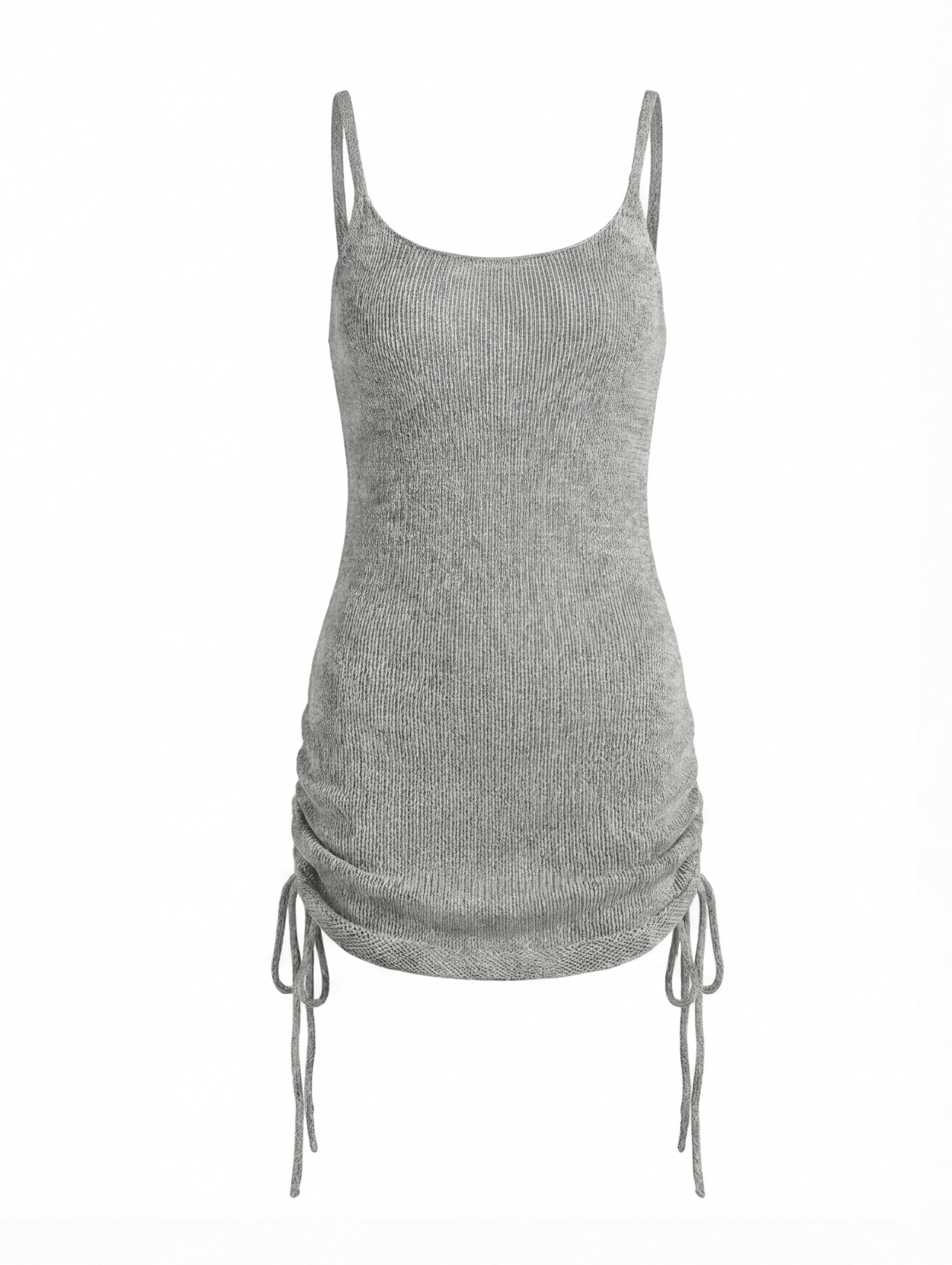 Damen Strick Mini Kleid – Spaghetti-Träger & Figurbetonte Silhouette