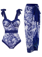 Damen-Badeanzug-Set mit Toile-Print und Sarong