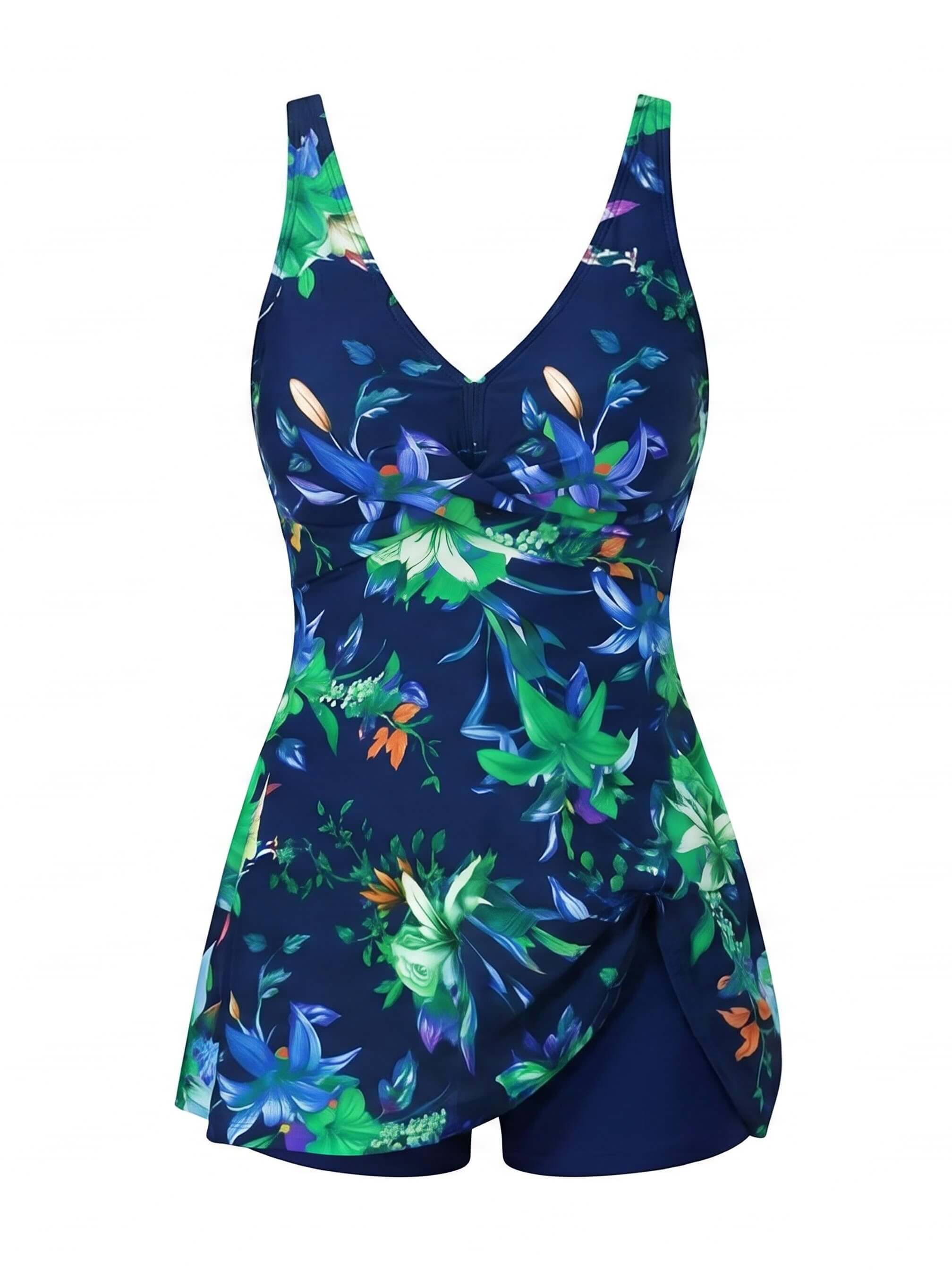 Damen-Badeanzug mit Blumenmuster und Volantdetail